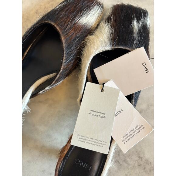 Mango MNG Women’s Leather Cow Print Mules Square Toe Size 6.5 Small Flaw - Picture 5 of 8